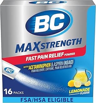Max Strength Headache Relief Powder, Triple-Action Formula with Acetaminophen, Aspirin & Caffeine Eases Aches & Pains, Lemonade Flavor, 16 Count