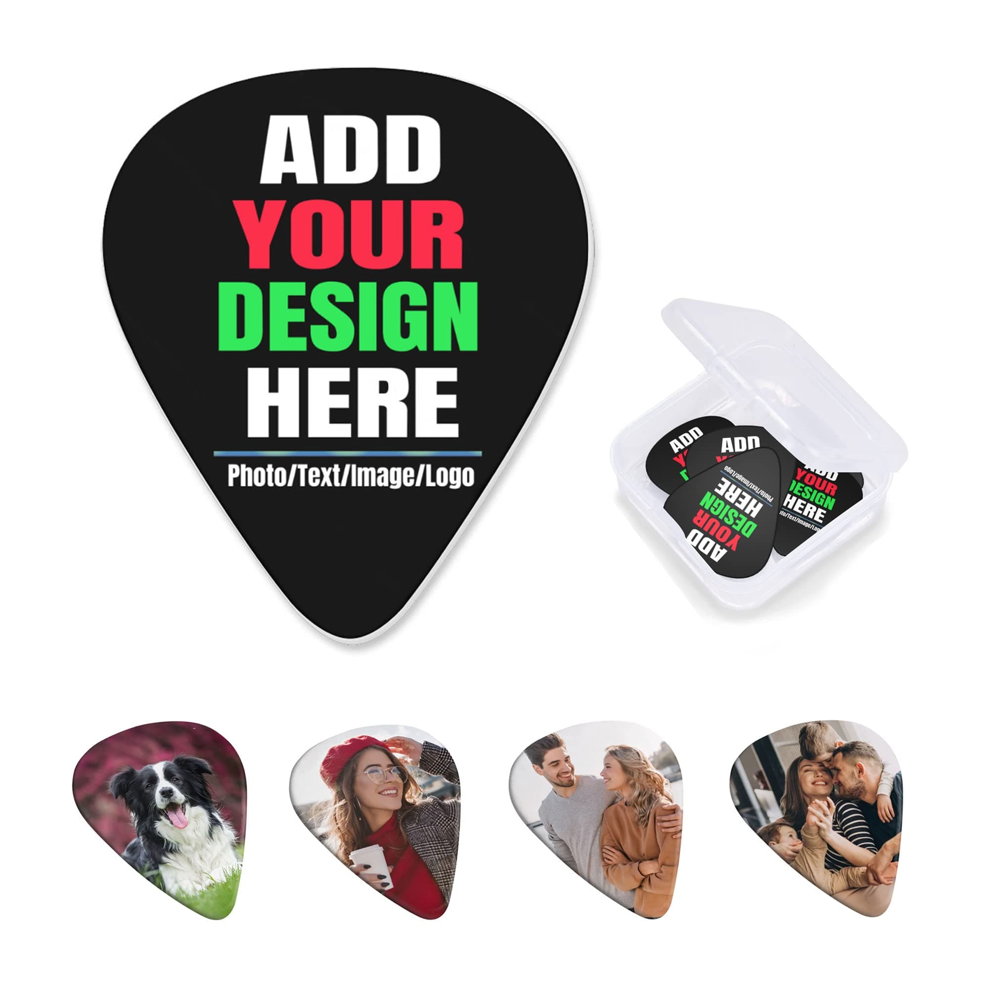 Custom Guitar Picks 60 pack, Personalized Guitar Picks Design Your Own Thin, Medium, Heavy, Electric Guitar Bass Ukulele Accessories Gifts for Men Women