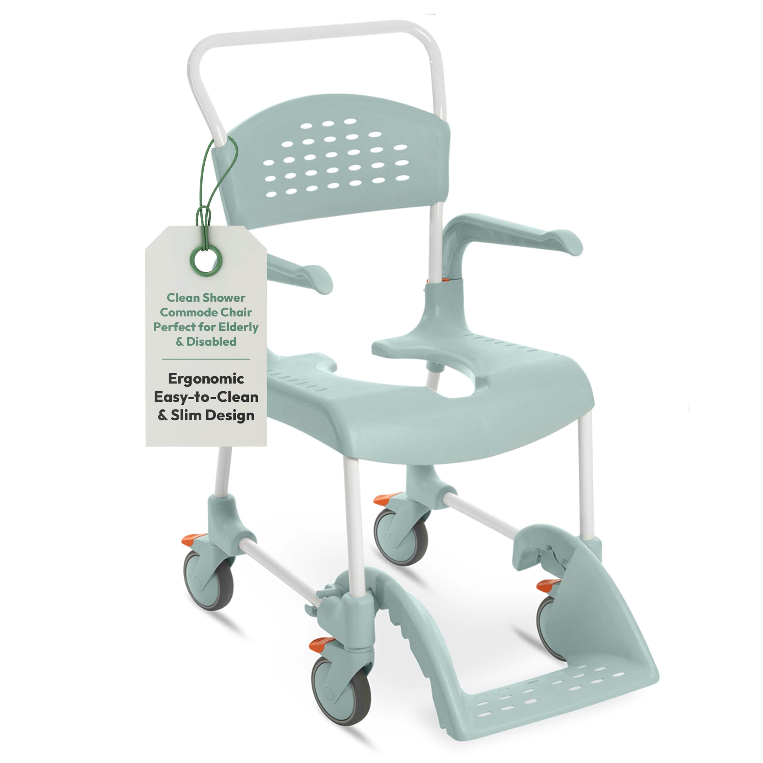 Etac Clean Shower Commode Chair – 19 1/4 Inches Fixed Height, Removable Armre...