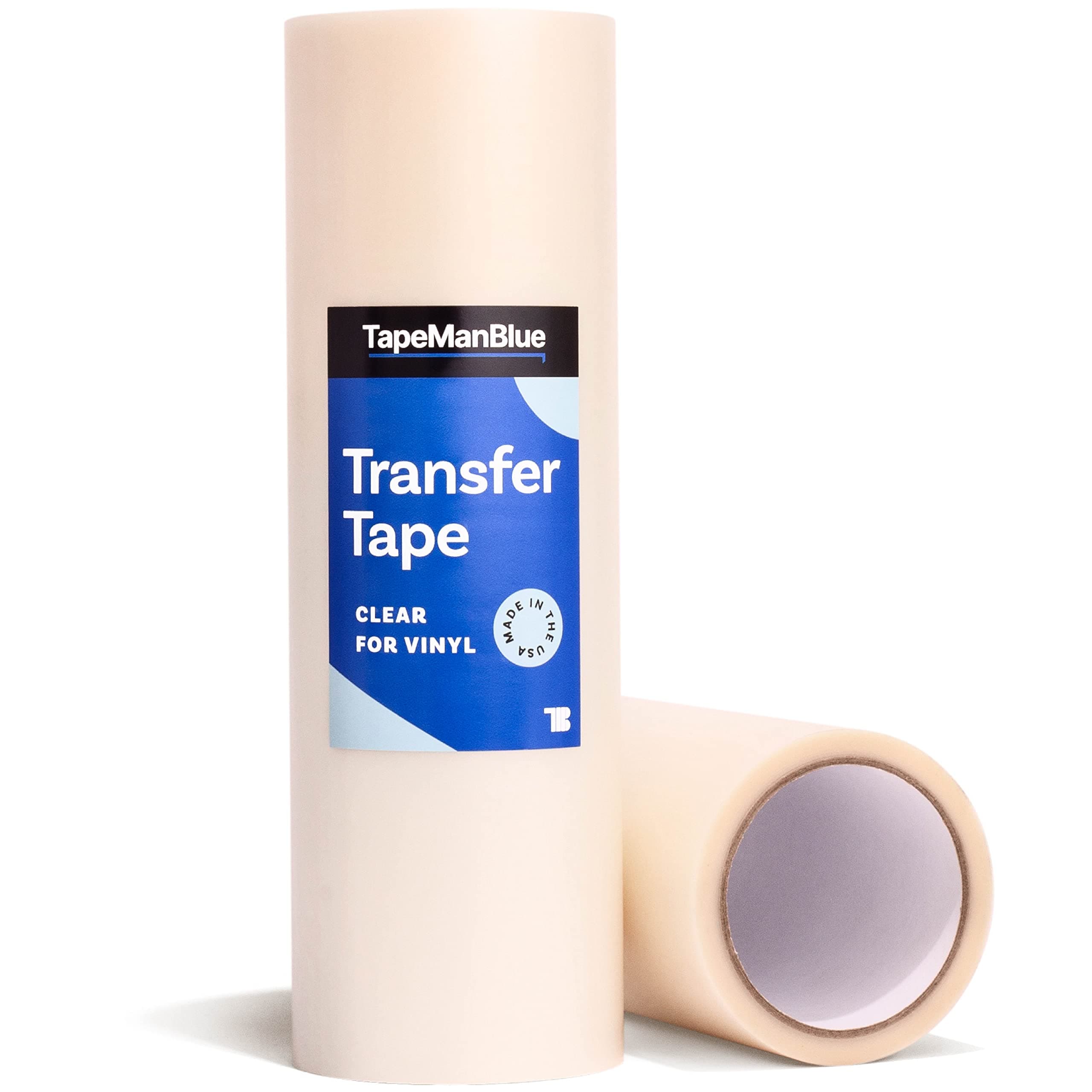 TapeManBlue Clear Transfer Tape for Vinyl - 12" x 100' Roll, Made in USA, Premium Vinyl Transfer Tape with Medium to High Tack Adhesive for Crafts, Decals & Letters