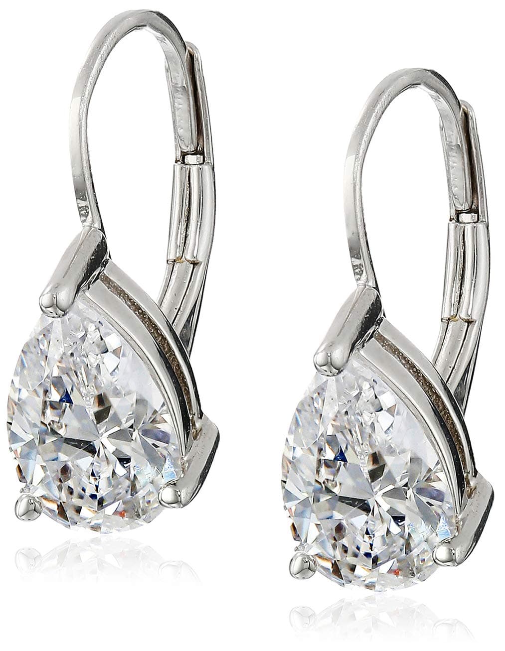 Amazon Essentials Sterling Silver or Gold Plated Sterling Silver Pear Cut Cubic Zirconia Leverback Earrings