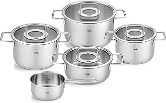 Pure Collection Stainless Steel 9 piece Set with Glass Lids
