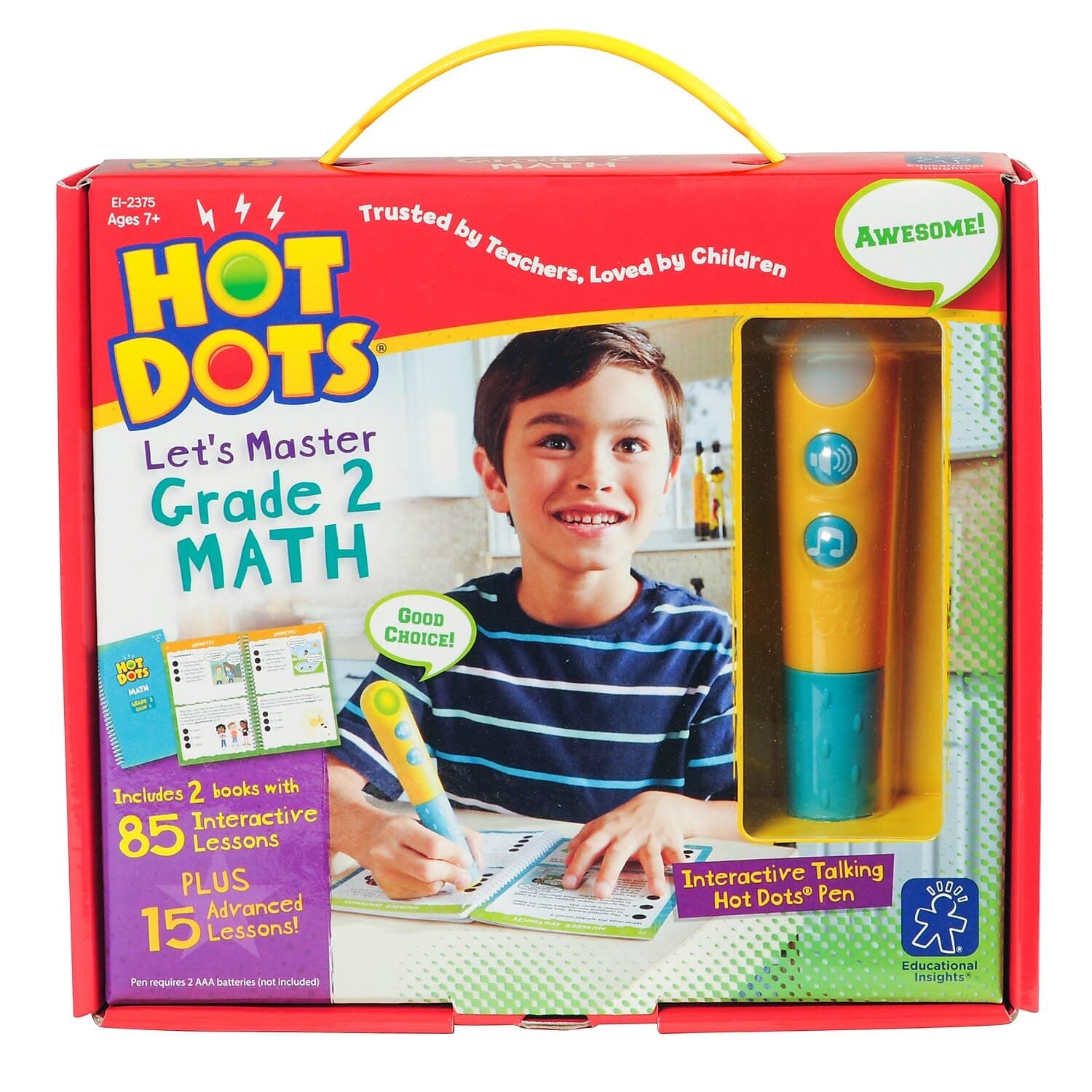 Educational Insights Hot Dots Let’s Master 2nd Grade Math Set, Homeschool & School Readiness Learning Workbooks, 2 Books & Interactive Pen, 100 Math Lessons, Ages 7+