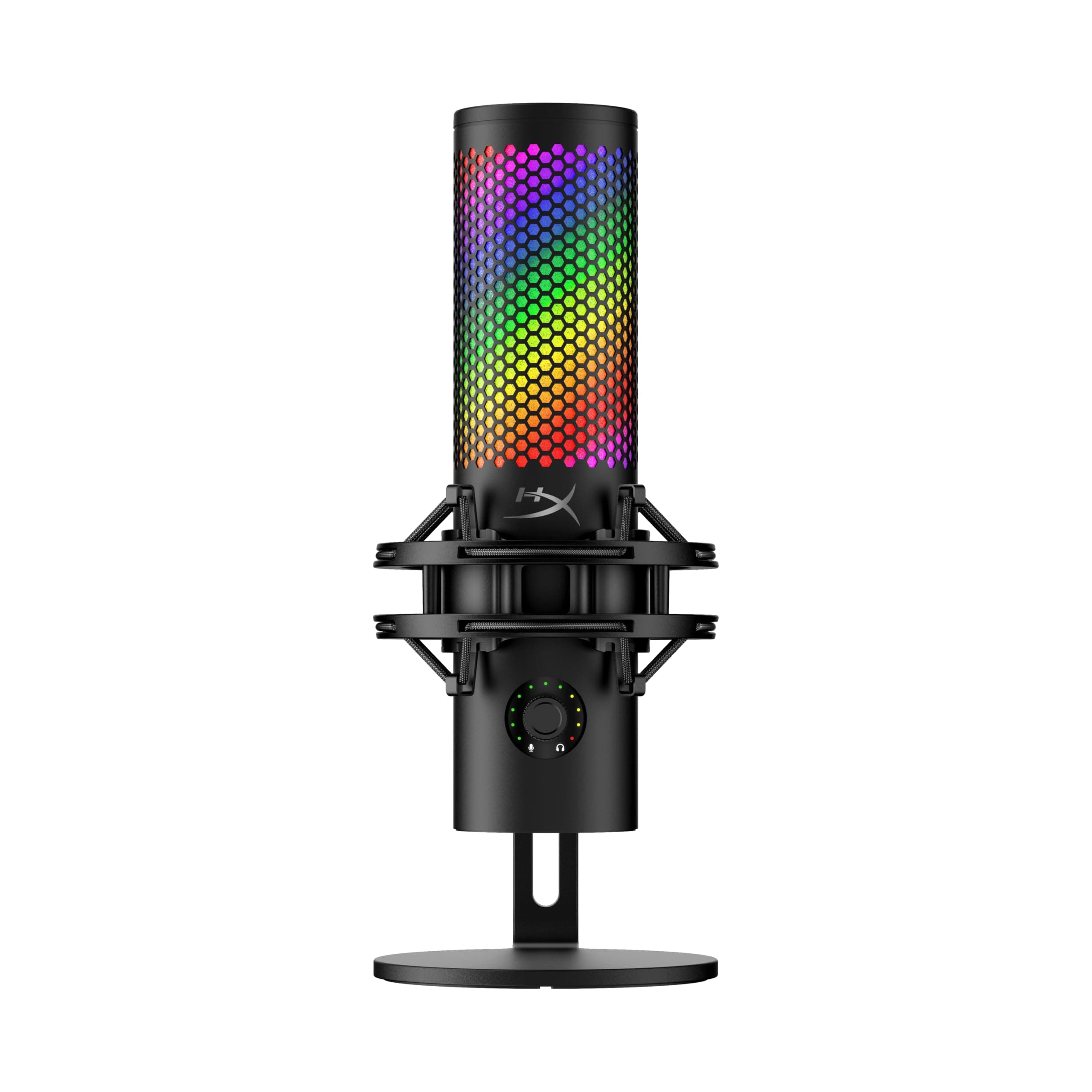 HyperX QuadCast 2 S – USB Microphone, with RGB Lighting, Streaming and Podcasting, with On-Board Controls, LED Lighting, Removable Shock Mount, PC, Mac, USB-C - Black