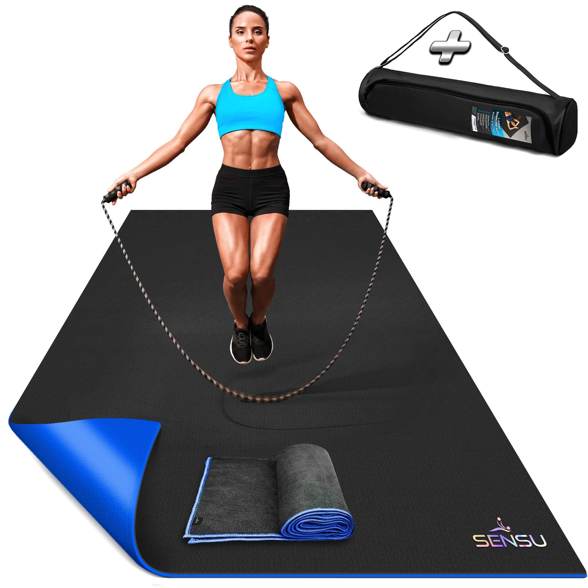 Large Exercise Mat – Extra Thick Non-Slip Workout Mat for Home Gym, Durable Shoe-Friendly Fitness Mat for Strength Training, Stretching, Cardio, and Balance Workouts (Multiple Sizes)