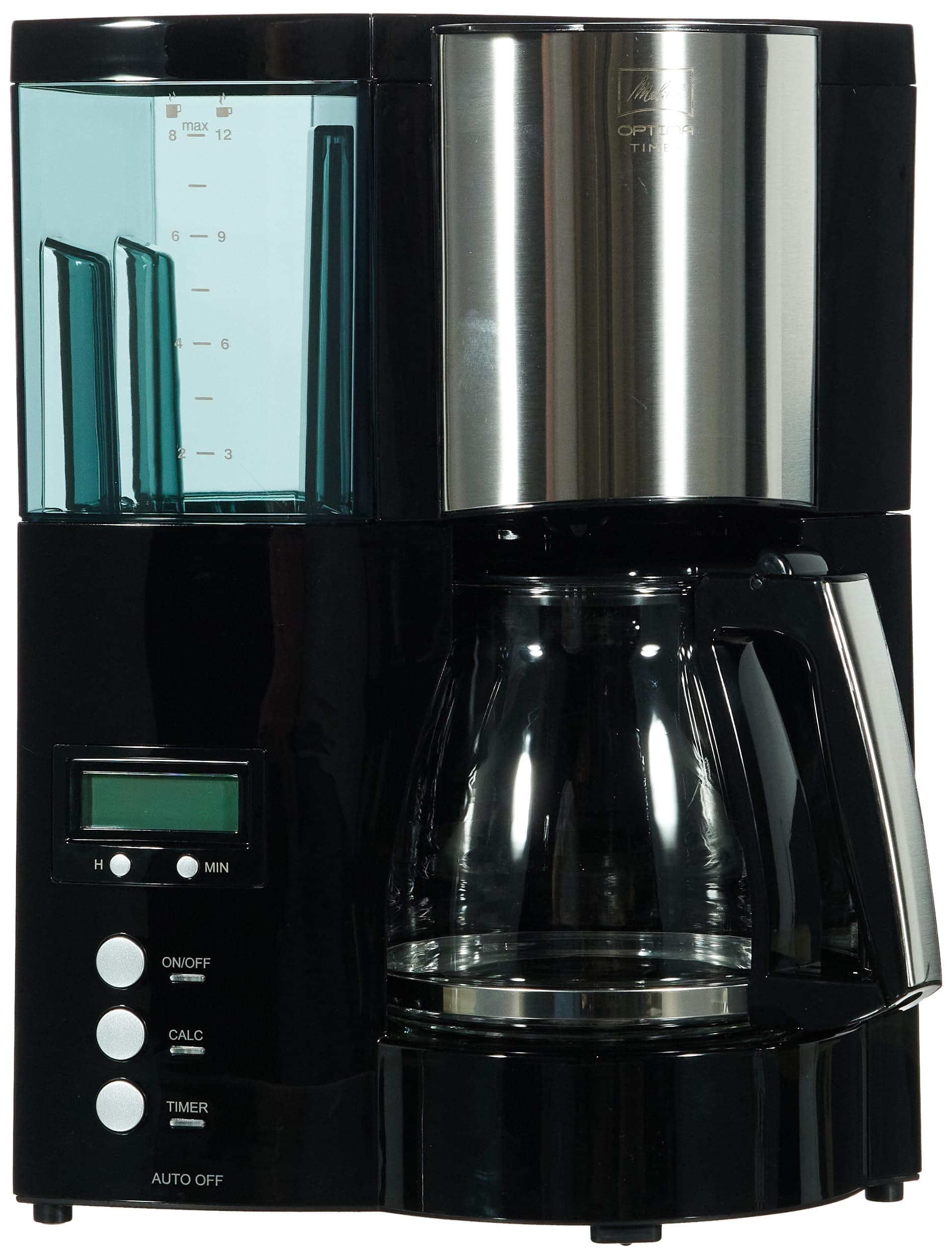 Melitta Filter Coffee Maker with Glass Pourer, Hot Hold and Timer Function, Optima Timer, Black, 100801