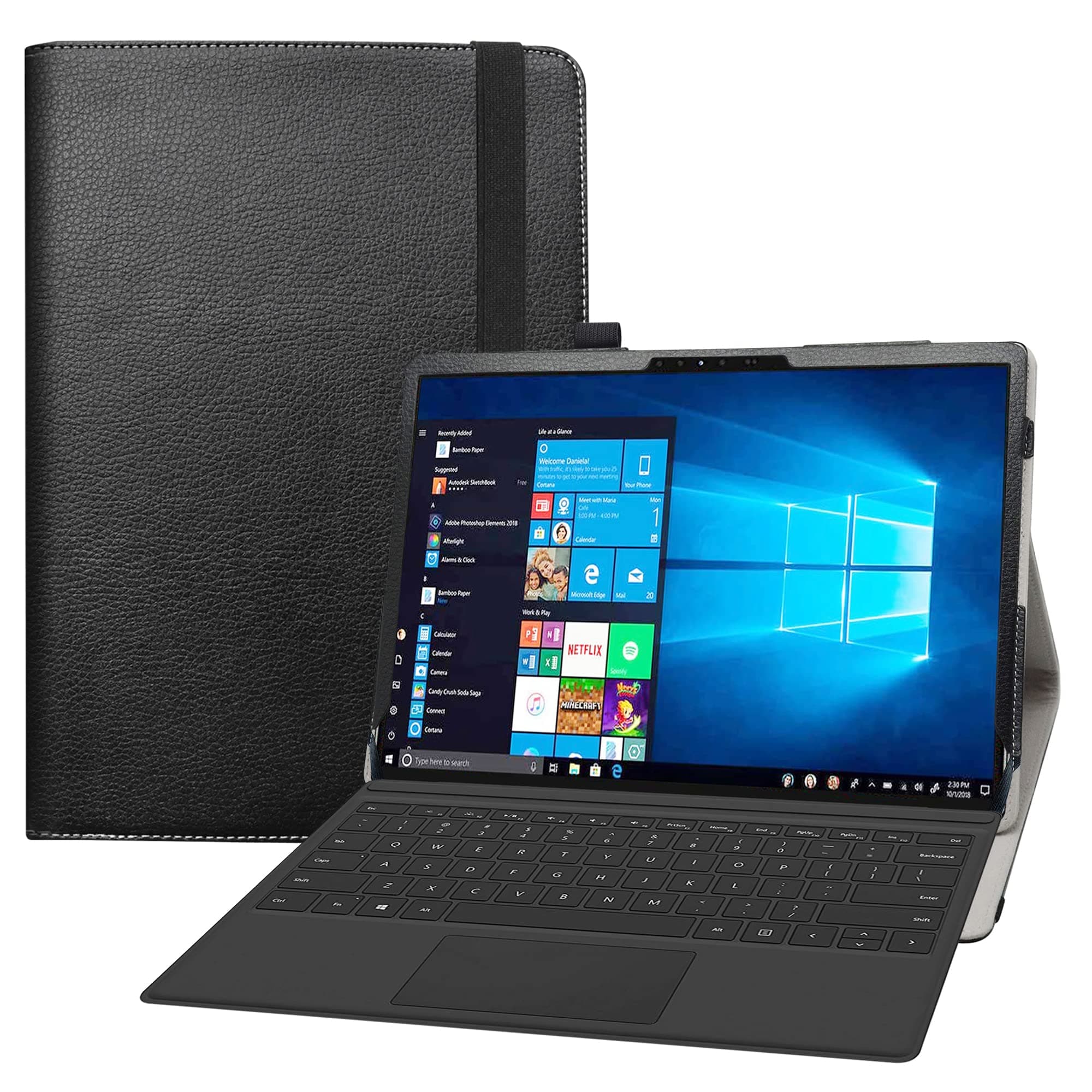 for Latitude 7320 Detachable Case,PU Leather Folio 2-Folding Stand Cover for 13" Dell Latitude 7000 7320 Detachable 13 2-in-1 (2021) Tablet (Not fit Other Dell Laptop),Black