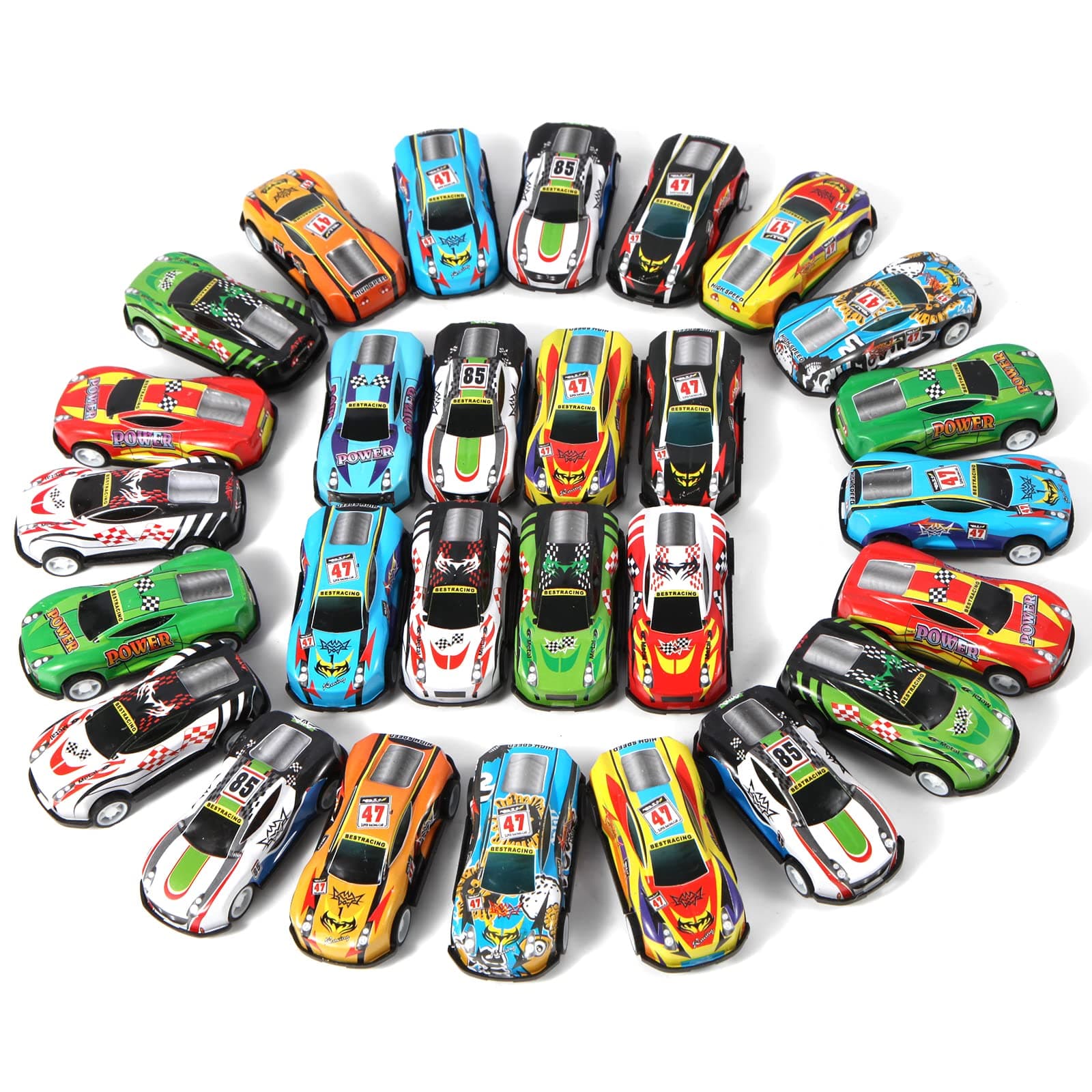 28 Pack Pull Back Cars for Kids, Mini Vehicles Toy Bulk Party Favor Cars Toys, Goodie Bag Stuffers, Pinata Fillers for Boys Girls Toddlers