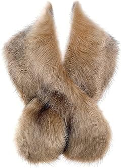 BABEYOND Women’s Faux Fake Fur Collar Shawl Faux Fur Scarf Wrap for Winter Coat 1920s Flapper Outfit 120cm/47.2" Long (Camel)